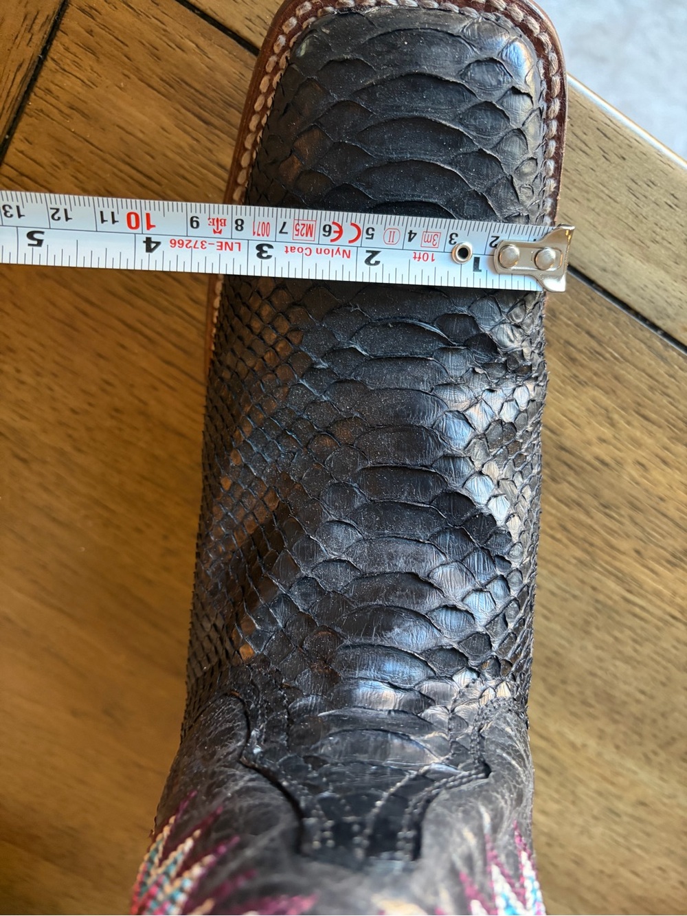 Dan Post Black Python Western Boot with Pink & Teal Stitching - Picture 15 of 16